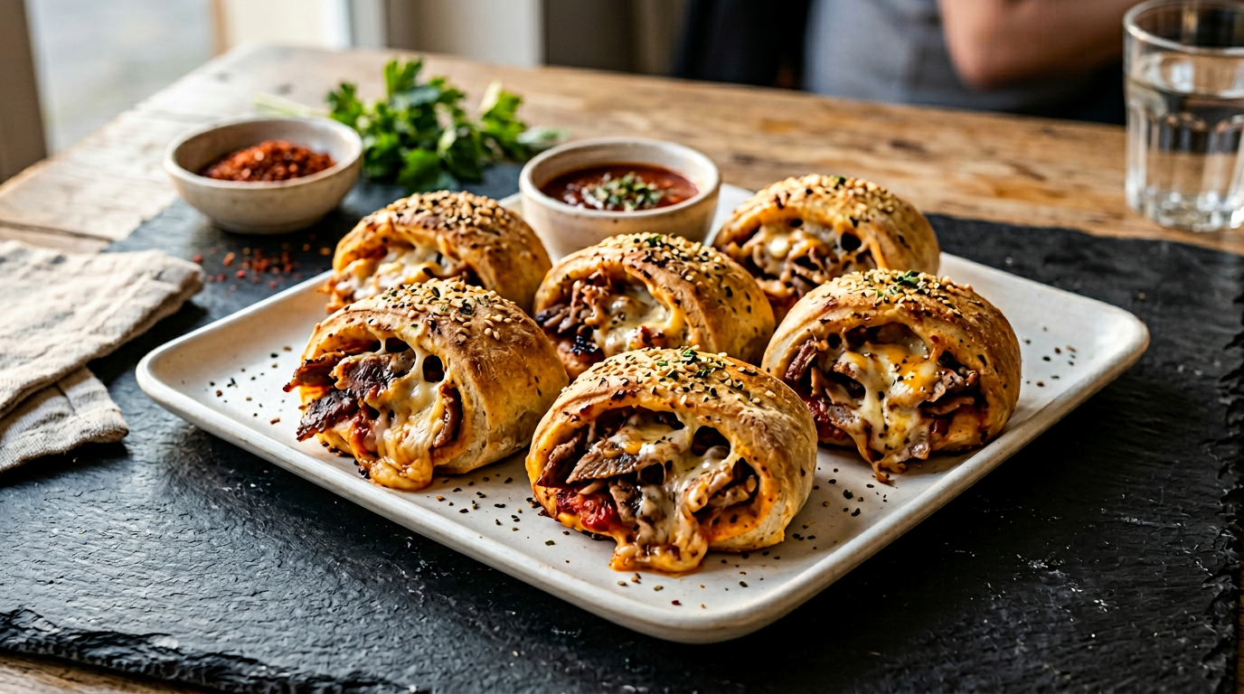 Pizzabrötchen mit Käse und Kebapfleisch